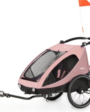 Hauck 2in1 Fietskar Buggy DRYK DUO Twee Kinderen, rose