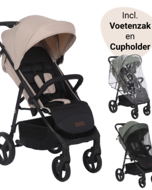 Set | Buggy Novi Baby® Grande Go Sand/Black Met Accesoires Pakket En Voetenzak