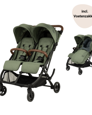 Duobuggy Novi Baby® Scott V2 Green Melange met Voetenzakken